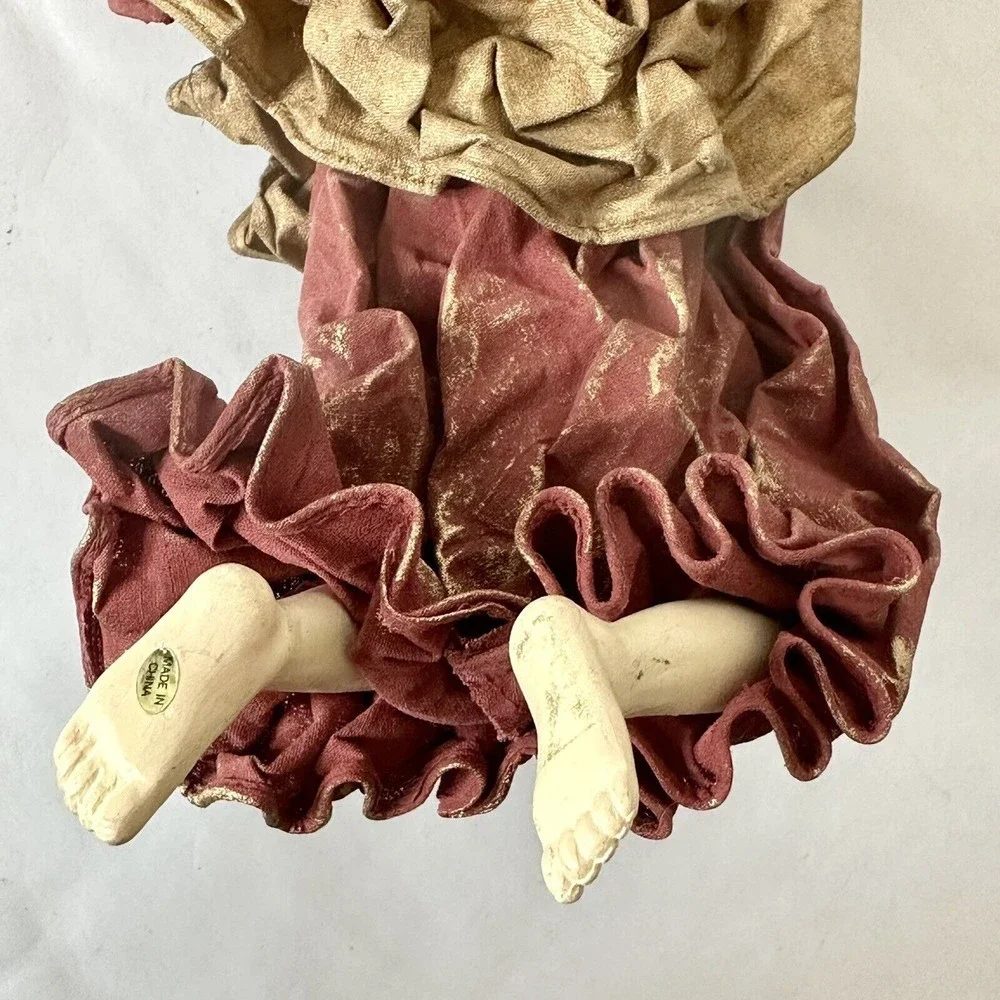 Angel Christmas Ornament 12” x 9”ceramic Head,‎ Hands & Feet ￼blonde w/blue eyes